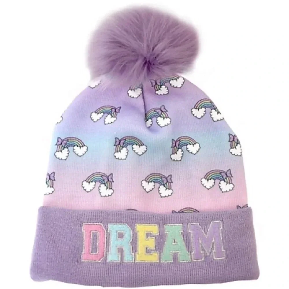 OMG Accessories Rainbow Dream Pom Pom Beanie